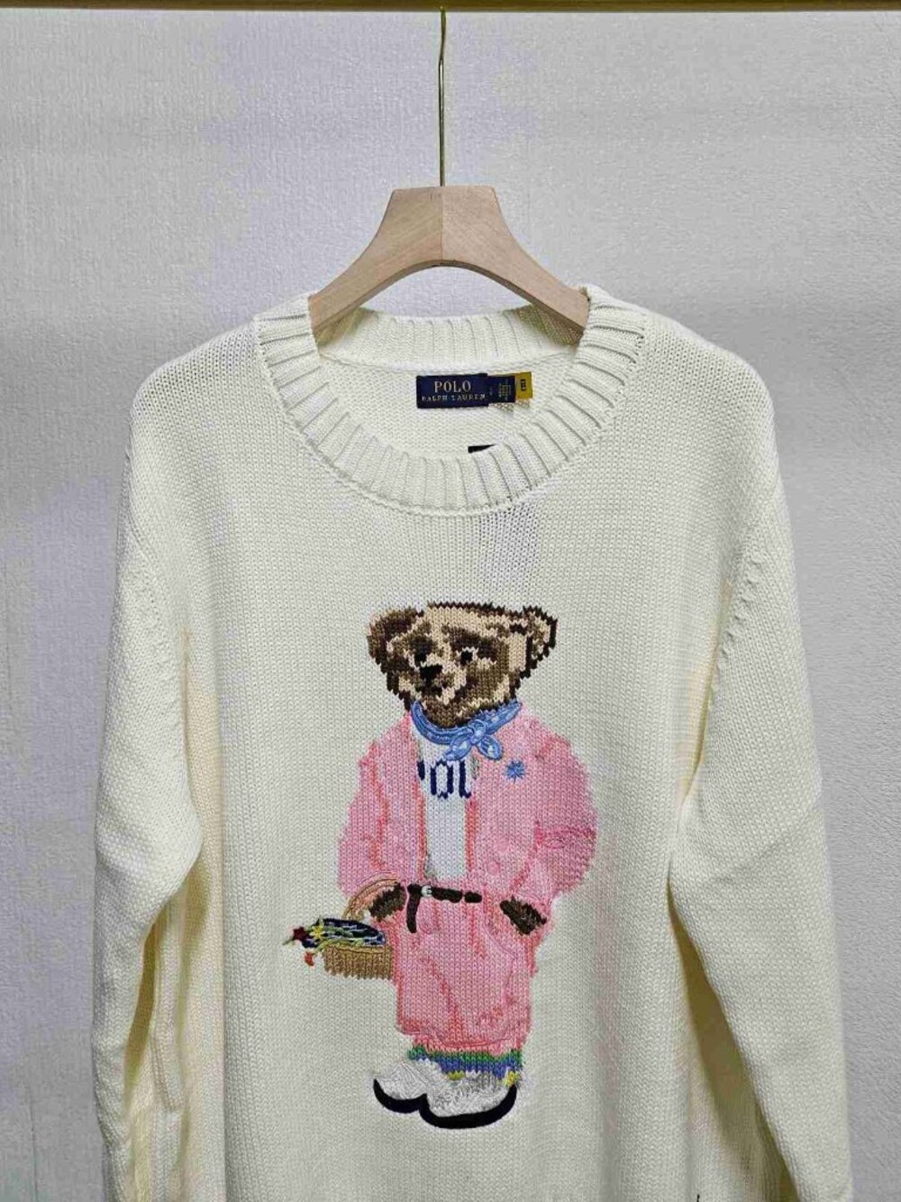 Ralph Lauren Polo‑Bear Off‑White Crewneck Cotton Sweater Unisex - Picture 2 of 5